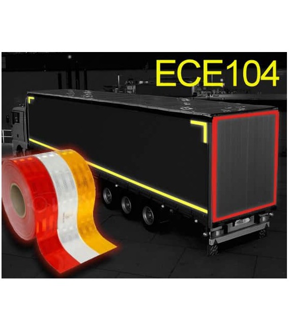 Bande de visibilité réfléchissante pour camion à remorque rigide - ECE 104
